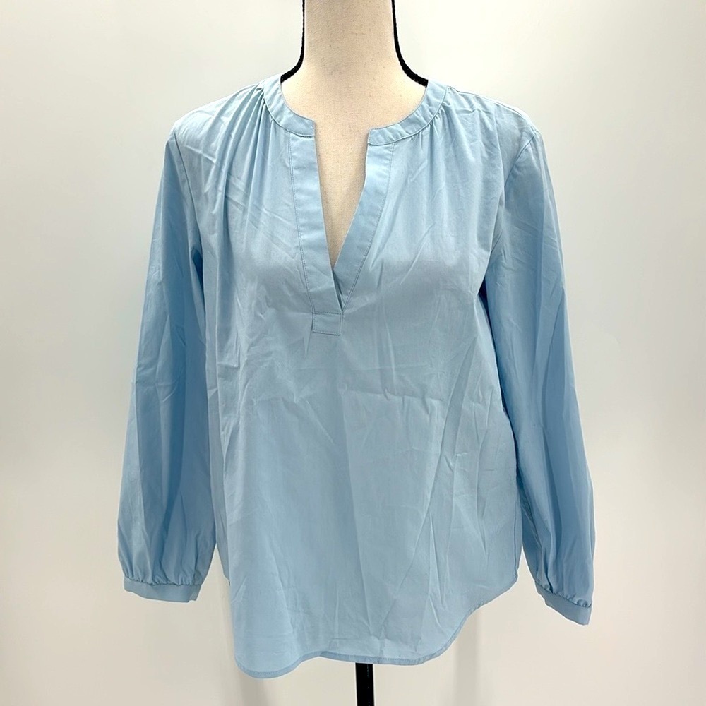 NWT 41 Hawthorn blue Henley blouse small petite - Picture 2 of 13